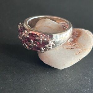 Michelle Albala 925 Sterling Silver Garnet Cluster Ring Size 6